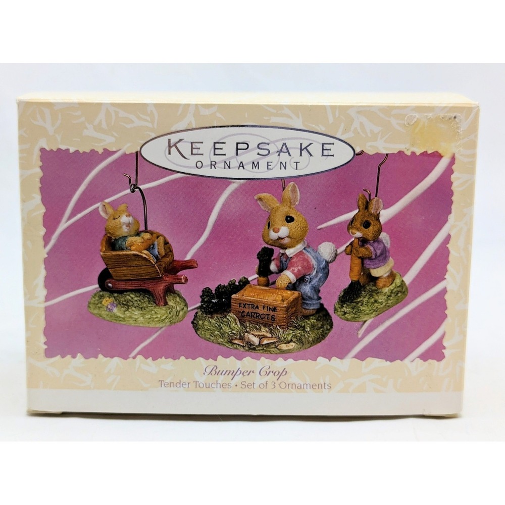1997 Hallmark Keepsake Bumper Crop Tender Touches Ornaments Set Of 3
